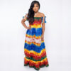 beautiful woman wearing colorful african kaba
